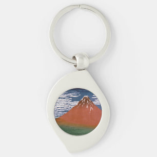 Red Fuji, Aka Fujiyama Volcano Katsushika Hokusai Key Ring