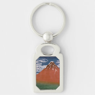 Red Fuji, Aka Fujiyama Volcano Katsushika Hokusai Key Ring