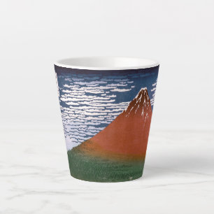 Red Fuji, Aka Fujiyama Volcano Katsushika Hokusai Latte Mug