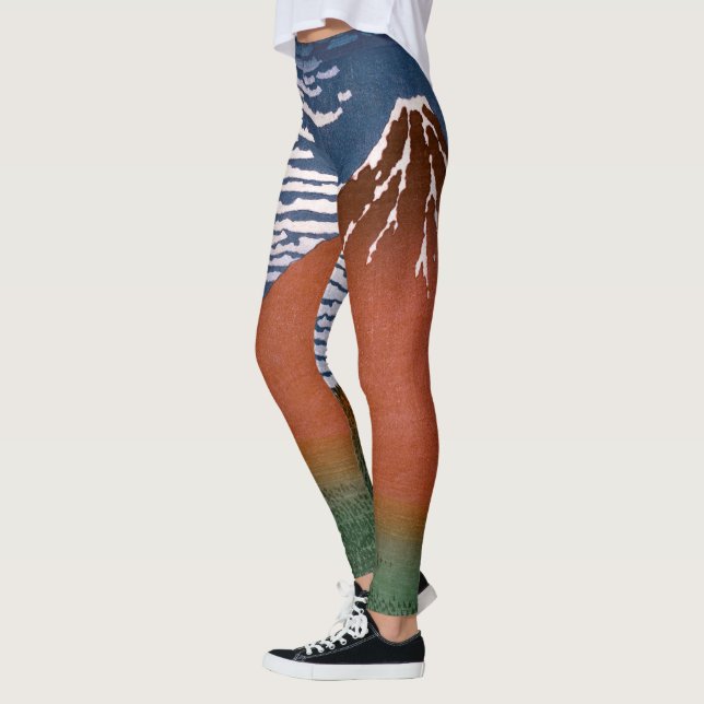 Red Fuji, Aka Fujiyama Volcano Katsushika Hokusai Leggings (Left)