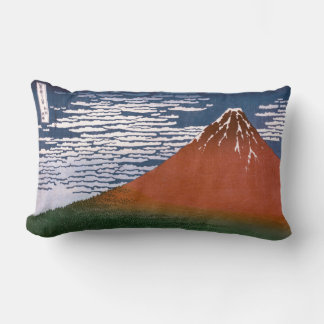 Red Fuji, Aka Fujiyama Volcano Katsushika Hokusai Lumbar Cushion