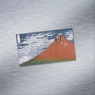 Red Fuji, Aka Fujiyama Volcano Katsushika Hokusai Magnetic Business Card