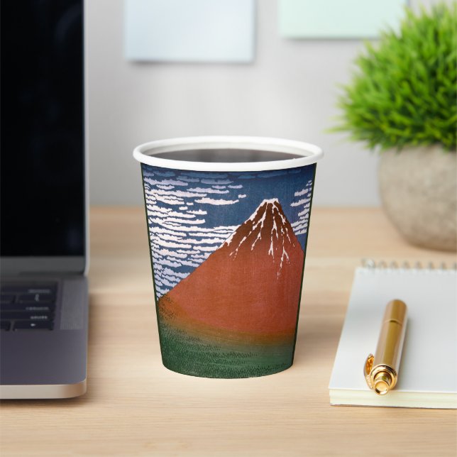 Red Fuji, Aka Fujiyama Volcano Katsushika Hokusai Paper Cups (Insitu)