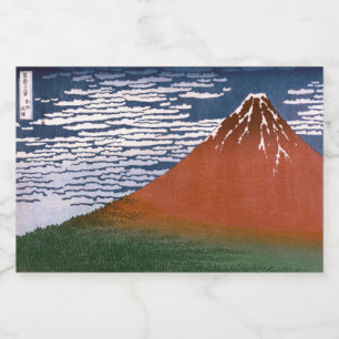 Red Fuji, Aka Fujiyama Volcano Katsushika Hokusai Sparkling Wine Label