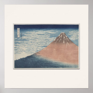 Red Fuji by Hokusai - Japanese Woodblock Square Poster