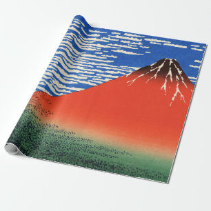 Red Fuji Hokusai Ukiyo-e Japanese Art Decoupage Wrapping Paper