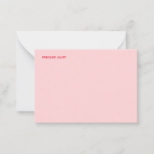 Red Full Name Blush Pink Card