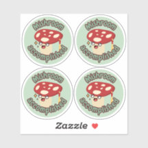 Red Fun Mushroom Grad- Pack of 4 Sticker