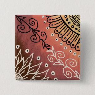 Red Funny Art Pattern 15 Cm Square Badge