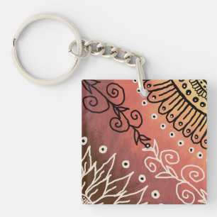 Red Funny Art Pattern Key Ring