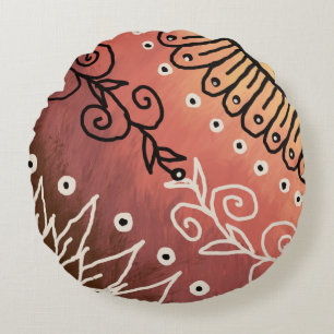 Red Funny Art Pattern Round Cushion