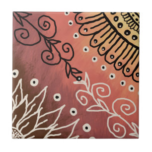 Red Funny Art Pattern Tile