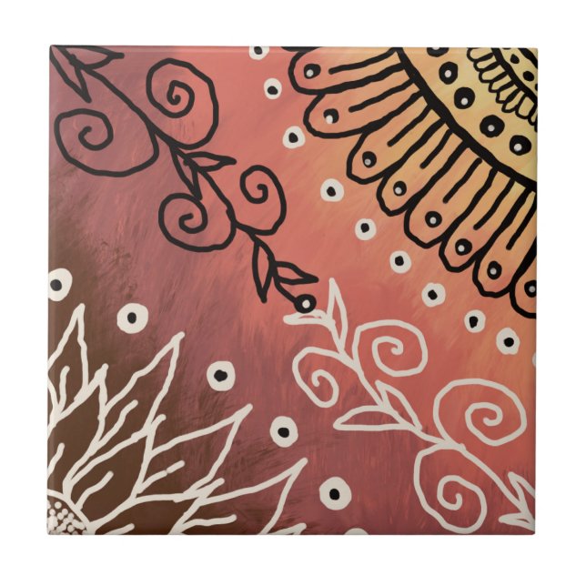 Red Funny Art Pattern Tile (Front)