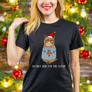 Red Funny Cat Mum Christmas Cat Lover T-Shirt