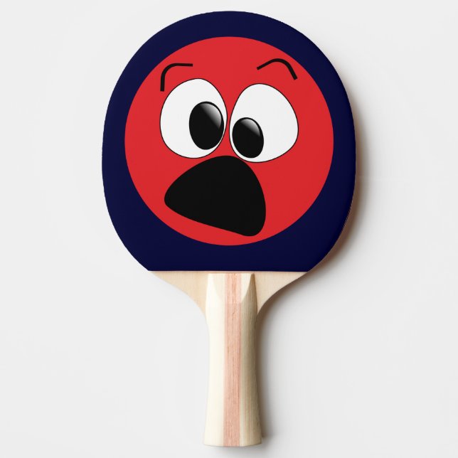 Red Funny Face Ping Pong Paddle (Front)