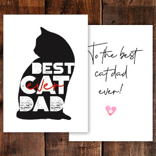 Red Funny Father's Day Best Cat Dad Ever Holiday Card
