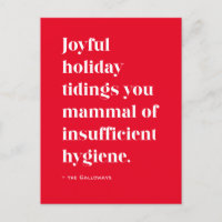 Red Funny Joyful Tiding Christmas Holiday Postcard