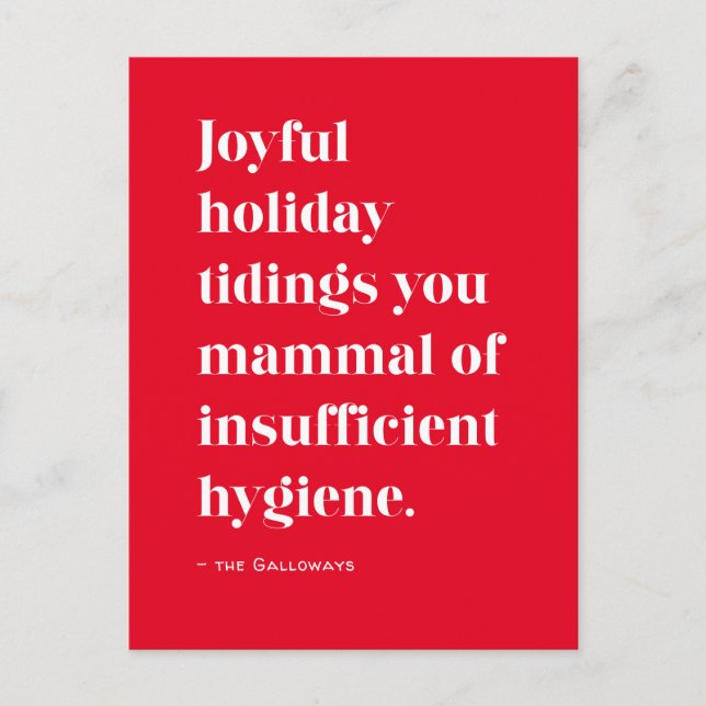 Red Funny Joyful Tiding Christmas Holiday Postcard (Front)