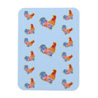 Red Funny Rooster Cockerel Blue and White Spots Ca