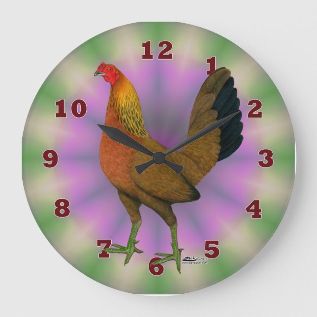 Red Game Hen Large Clock (Front)