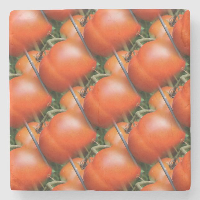 Red Garden Tomatoes Nature Art Pattern Stone Coaster (Front)