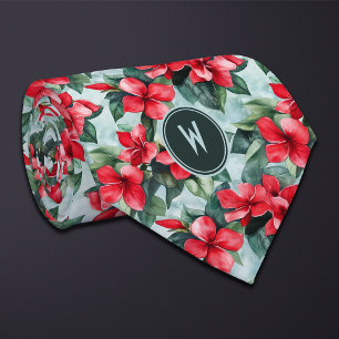 Red Gardenias Floral Tie