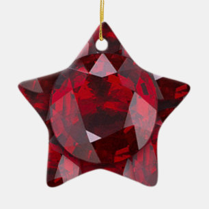 RED  GARNET GEMS JANUARY BIRTHSTONE CERAMIC TREE DECORATION