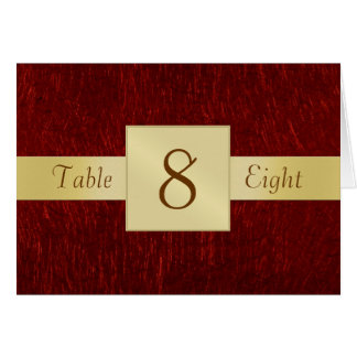 Red Garnet & Gold Table Number Folded Card