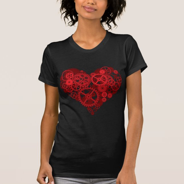 Red Gears Heart T-Shirt (Front)