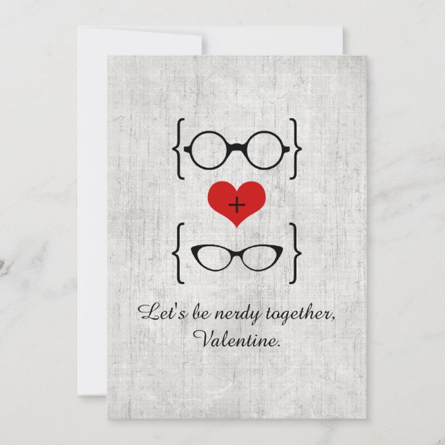 Red Geeky Glasses Valentine's Day Flat Card (Front)
