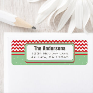 Red & Geen Chevron ZigZag Christmas Return Address
