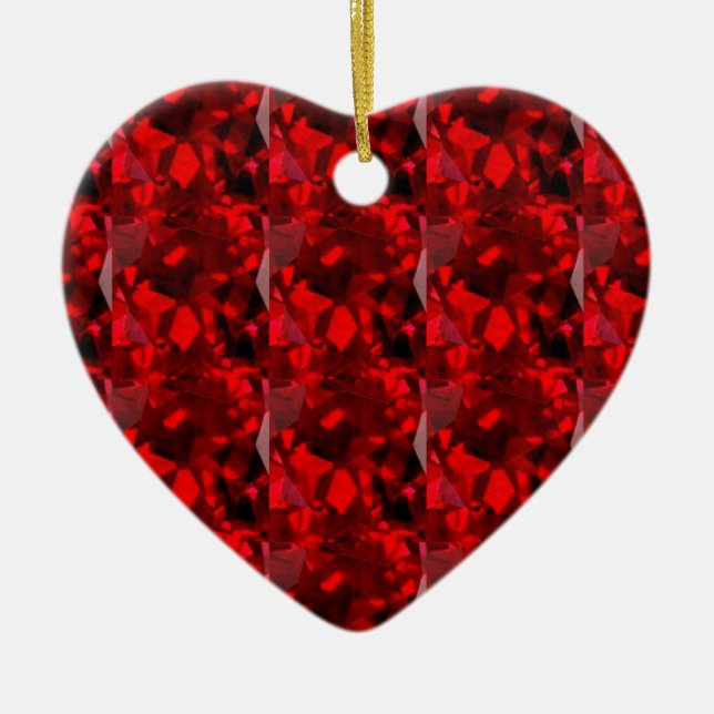red gem stone ceramic tree decoration (Front)