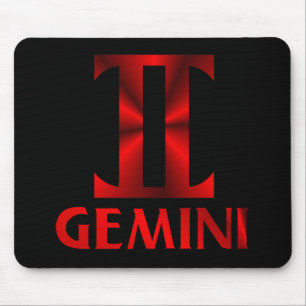 Red Gemini Horoscope Symbol Mouse Pad