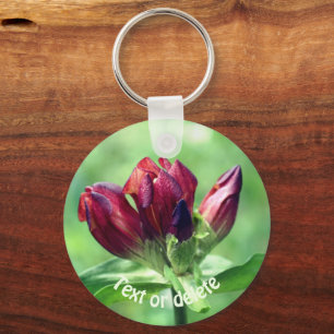 Red Gentian Flower Personalised Key Ring