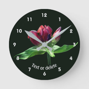 Red Gentian Flower Personalised Round Clock