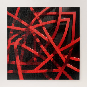 Red Geometric Abstract Chaos Jigsaw Puzzle