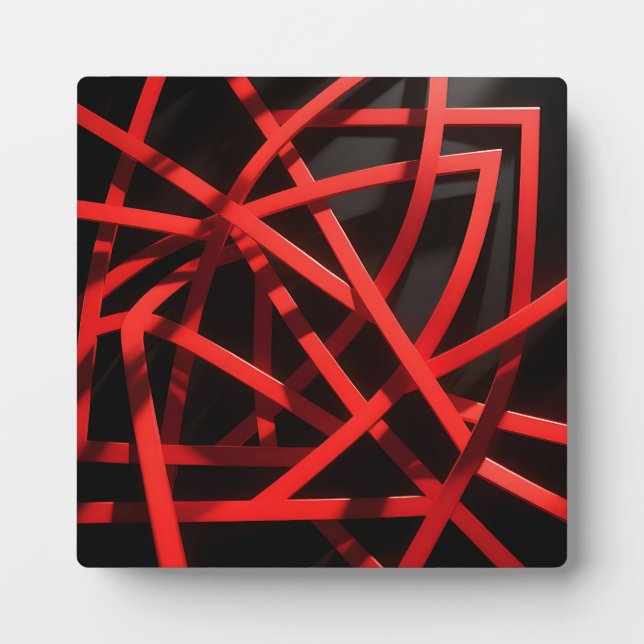 Red Geometric Abstract Chaos Plaque (Front)