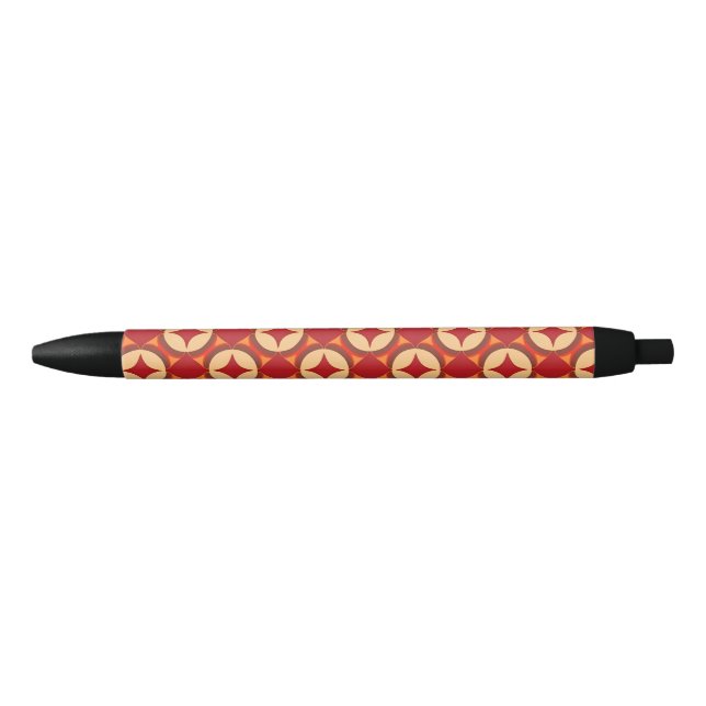 Red Geometric Abstract Design Black Ink Pen (Front)