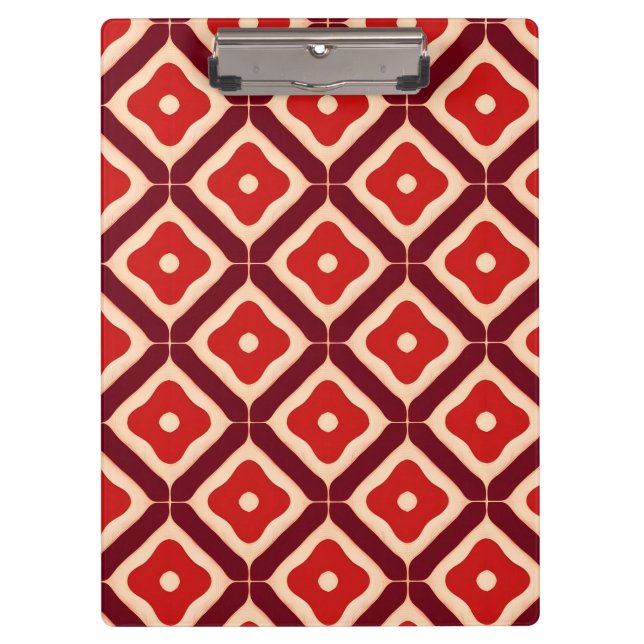 Red Geometric Abstract Design Clipboard (Front)