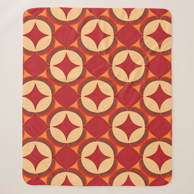 Red Geometric Abstract Design Sherpa Blanket (Front)