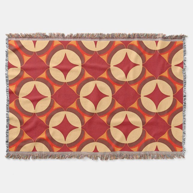 Red Geometric Abstract Design Throw Blanket (Front)