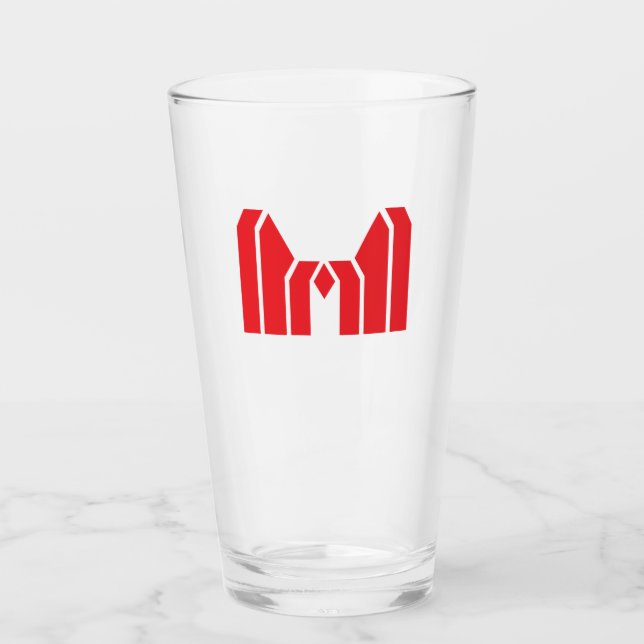 Red Geometric Crown Letter M Glass (Front)