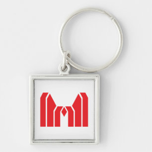 Red Geometric Crown Letter M Key Ring
