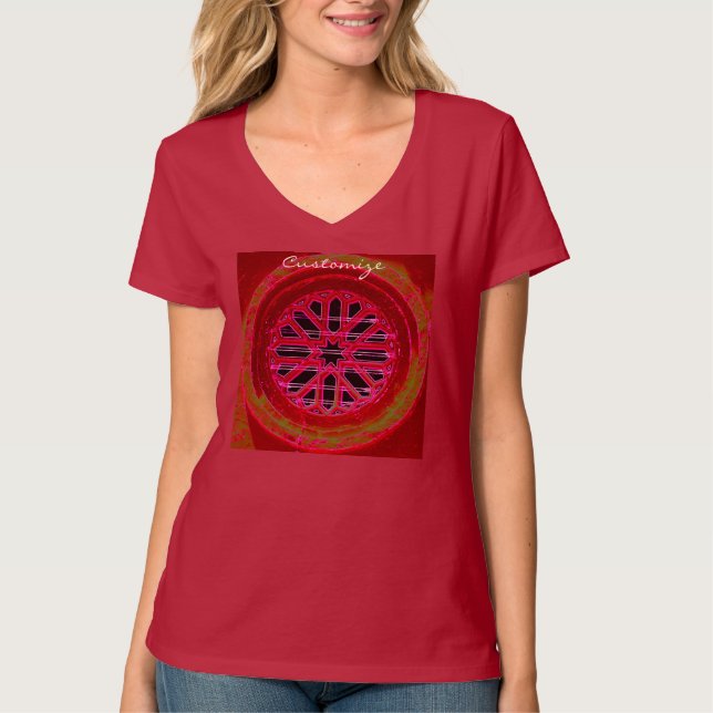 Red geometric design T-Shirt (Front)