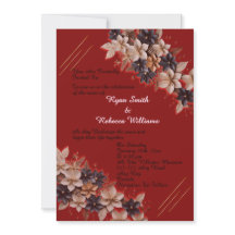 Red Geometric Floral Wedding Invitation