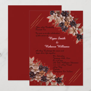 Red Geometric Floral Wedding Invitation