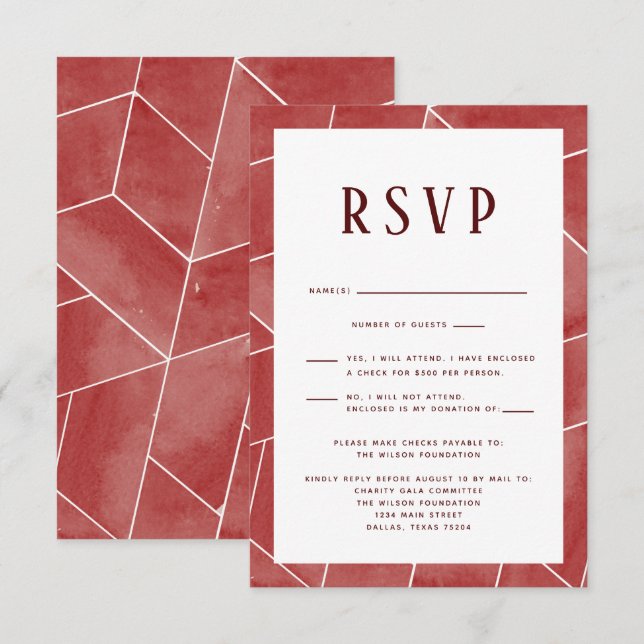 Red Geometric Gala RSVP Card (Front/Back)