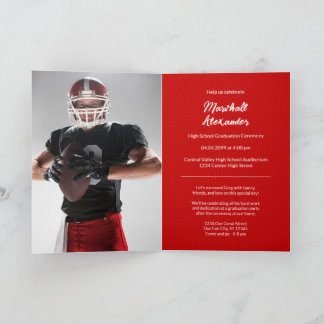 Red Geometric Graduation Photo  Invitation