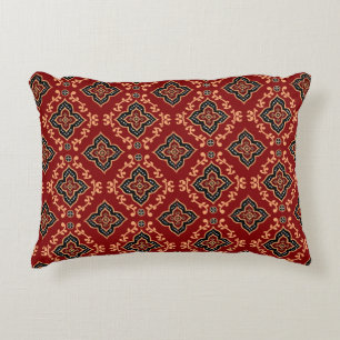 Red Geometric Indian Pattern Decorative Cushion