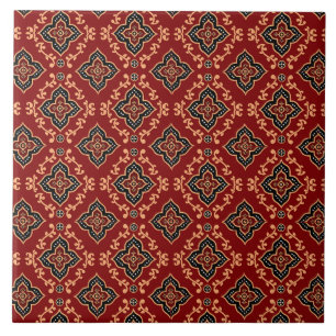 Red Geometric Indian Pattern Tile